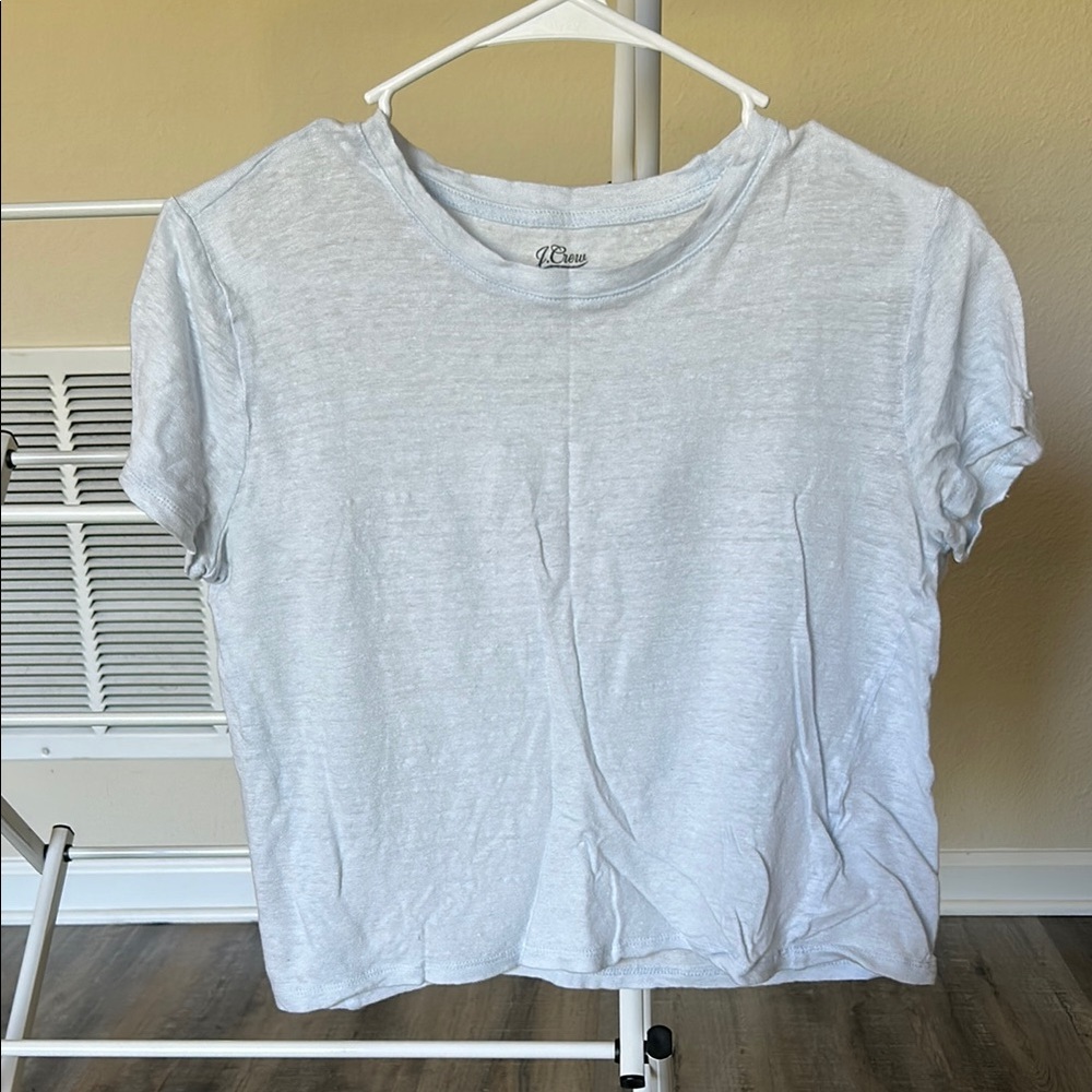 J. Crew Women's Blue Linen Tee